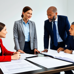 **

"A team of diverse professionals collaborating in a bright, modern auction house. They are discussing strategy around a table filled with documents. Fully clothed, appropriate attire, safe for work, perfect anatomy, natural proportions, professional environment, team collaboration, modest clothing, well-formed hands, proper finger count. Focus on teamwork and communication."

**