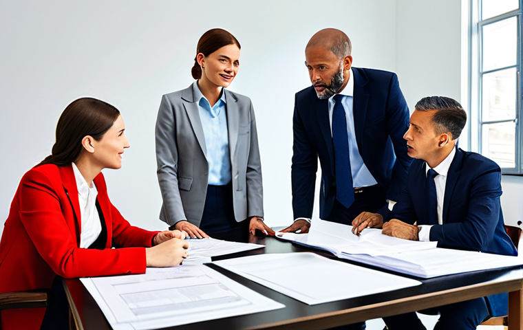 **
"A team of diverse professionals collaborating in a bright, modern auction house. They are discussing strategy around a table filled with documents. Fully clothed, appropriate attire, safe for work, perfect anatomy, natural proportions, professional environment, team collaboration, modest clothing, well-formed hands, proper finger count. Focus on teamwork and communication."
**