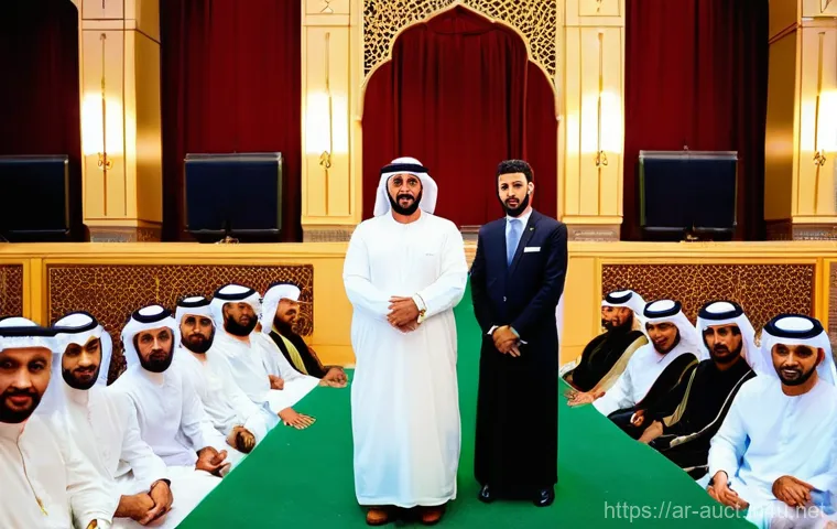 경매사 경력 개발 로드맵 - **A Charismatic Auctioneer in a Grand Hall:**
    "A confident and charismatic male Arab auctioneer ...