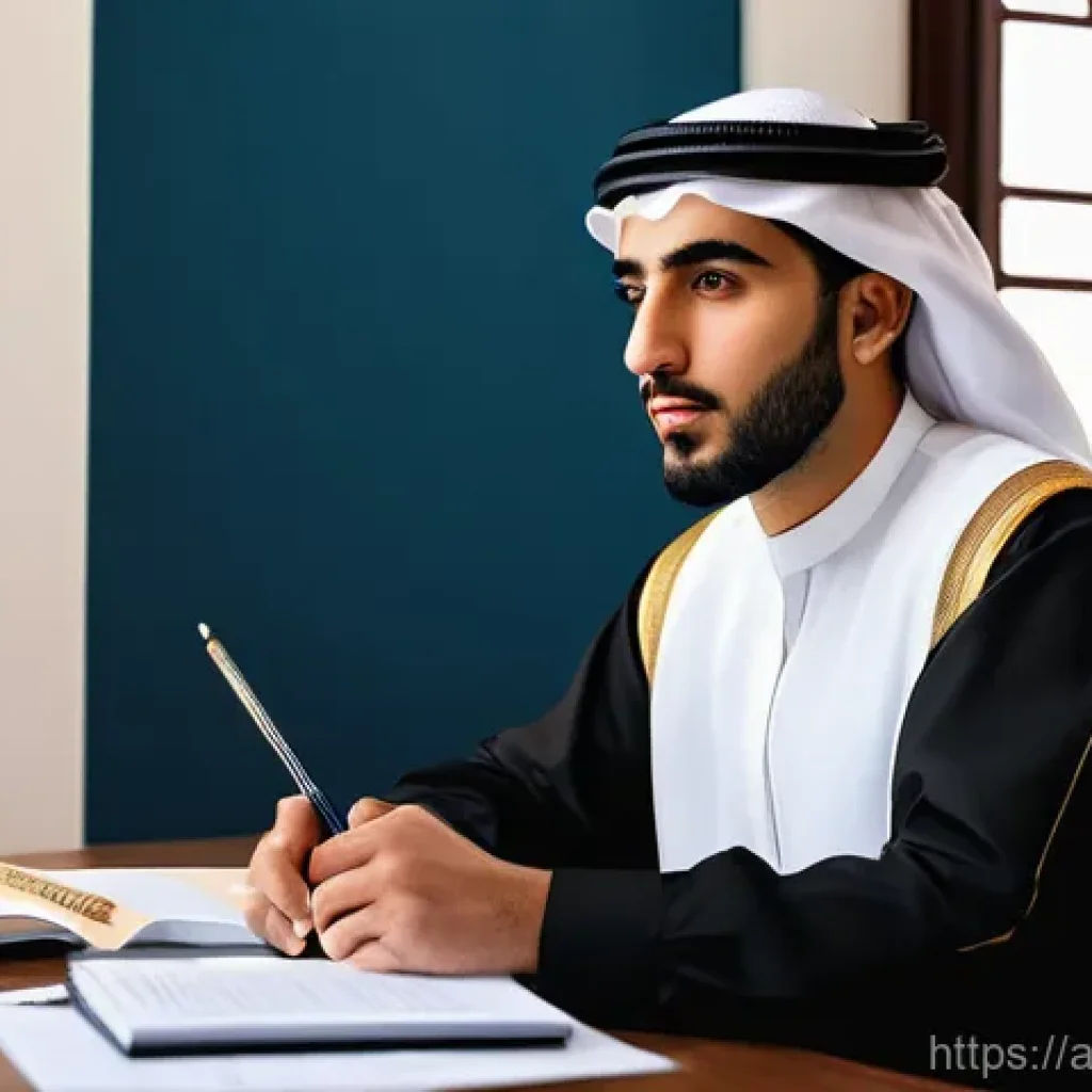 경매사 필기 시험 합격 비결 - **Prompt 1: The Focused Aspirant**
    A young Arab man or woman, in their early 20s, sits at a clea...