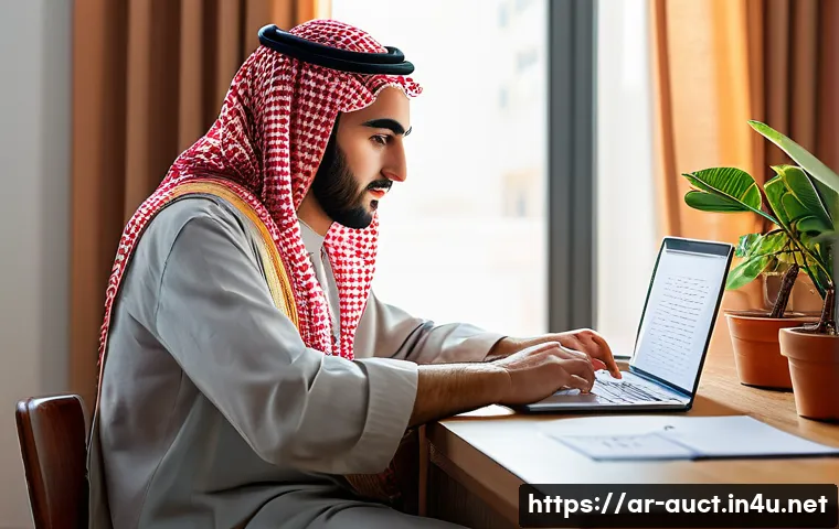 경매사 시험 준비 중 겪을 수 있는 문제점 해결 - A focused young Arab student sitting at a tidy study desk in a quiet, well-lit room with traditional...